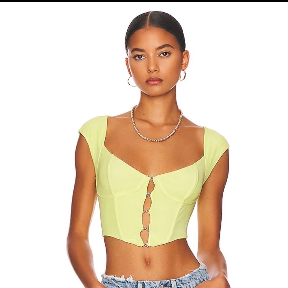 AFRM Myla Corset Crop Top in Sunny Lime NWT size XS - Picture 11 of 12